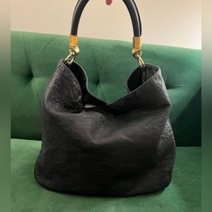 Authentic YSL YVES SAINT LAURENT Leather Large Roady in Navy with gold hardware